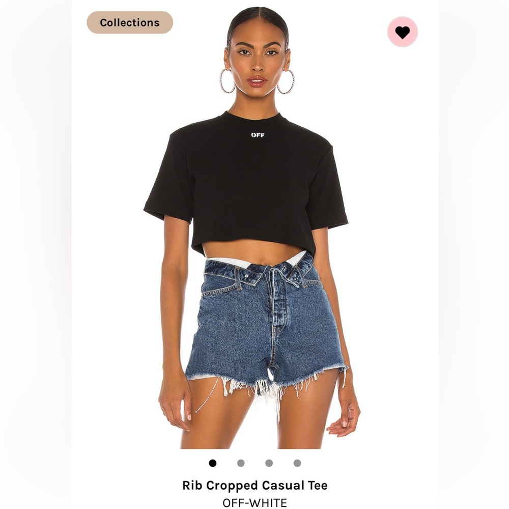 Off-white ribbed cropped casual tee